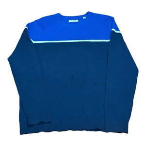 Jack & Jones Sweater Mens Medium Navy Blue Cobalt Colorblock Crewneck Pullover